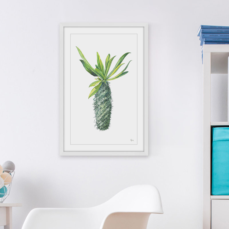 « spartacus cactus », reproduction de peinture à l’aquarelle encadrée, H 45 po x l 30 po x P 1,5 po
