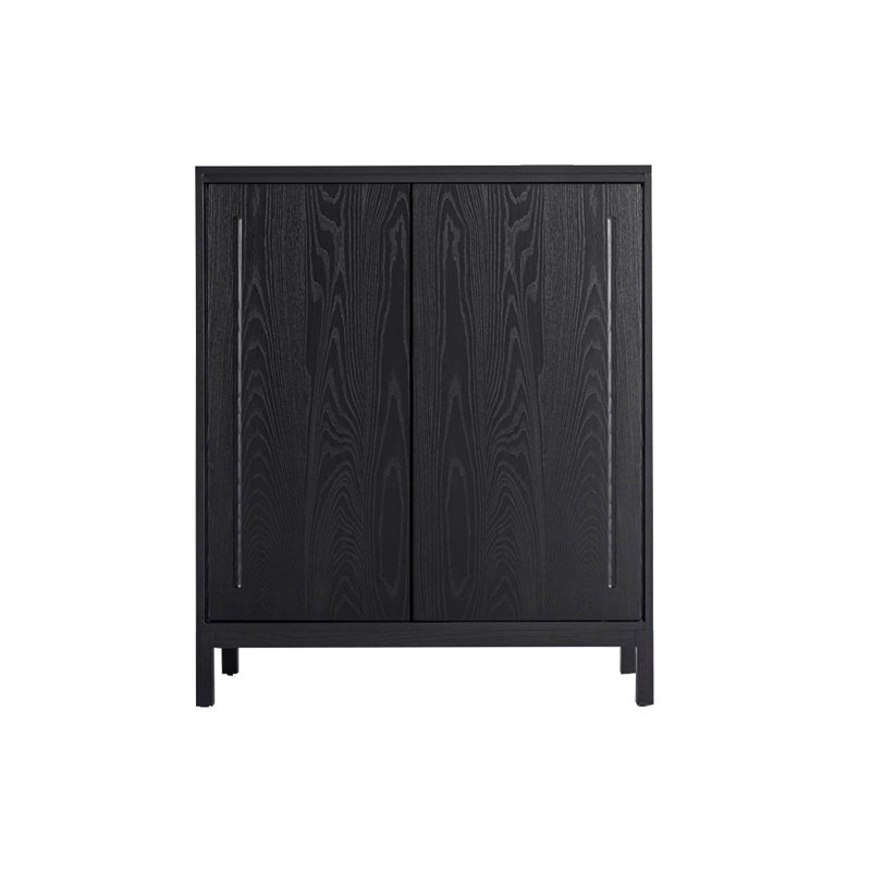 Buffet décoratif noir en bois massif Vintage