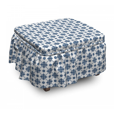 Housse pour repose-pieds rhombuses et fleurs