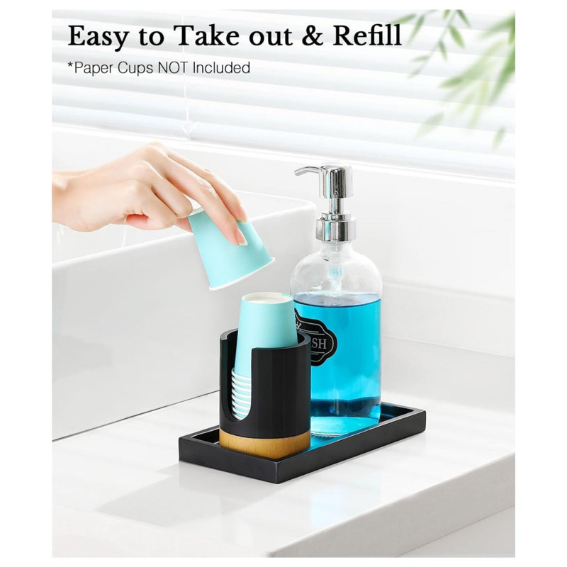 Matte Black Bathroom Cup Dispenser