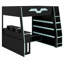 Lit mezzanine en bois moderne avec bureau, tablettes de rangement multiples et lumière DEL RVB-1528690215