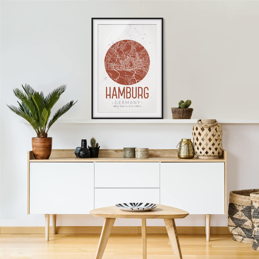 Gerahmtes Poster Retro Hamburg Street Map