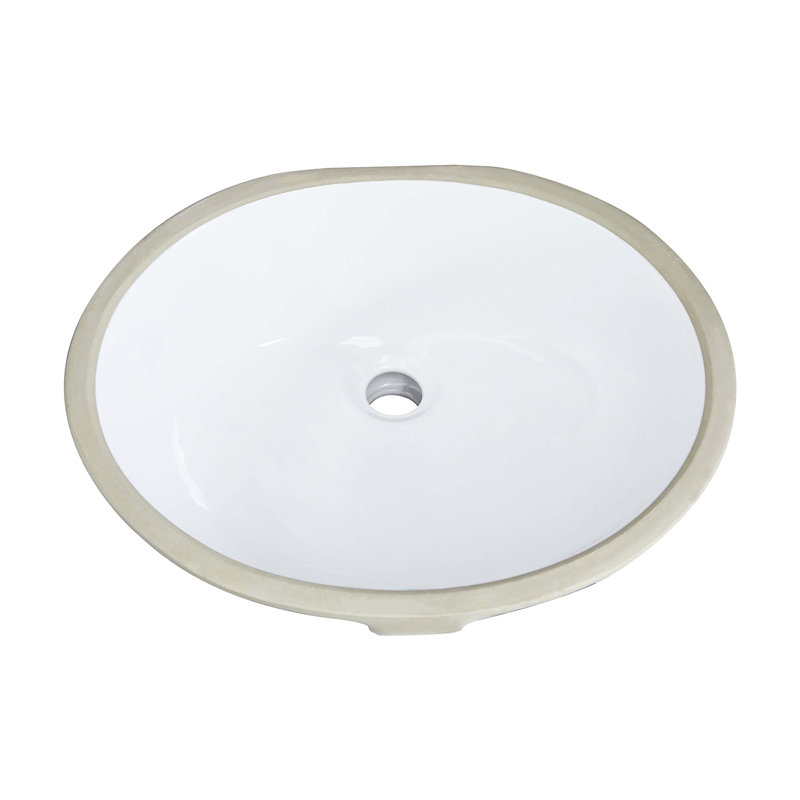 Stain Ceramic Bathroom Vessel Sink - Oval Undermount, White, Heat, Scratch, Rust With Overflow