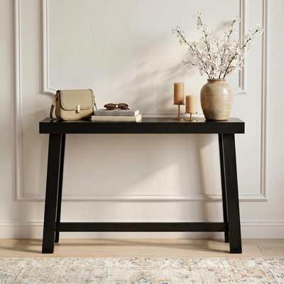 Narrow Console Table for Entryway, Modern Sofa Table Behind Couch, Black