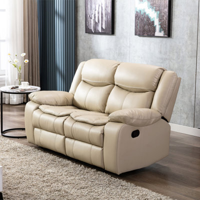 Breathable Leather Manual Reclining Loveseat For Living Room by Latitude Run