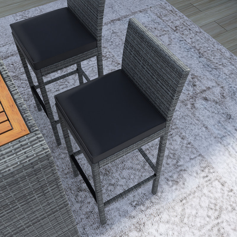 5-Pieces Outdoor Patio Wicker Bar Set