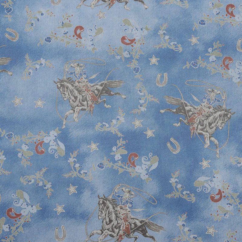Twin Blue Cotton Western Floral Duvet Cover Set