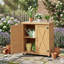 Banc de rempotage avec armoire de rangement et plateau de table en métal pour patio extérieur, table de poste de travail extérieur