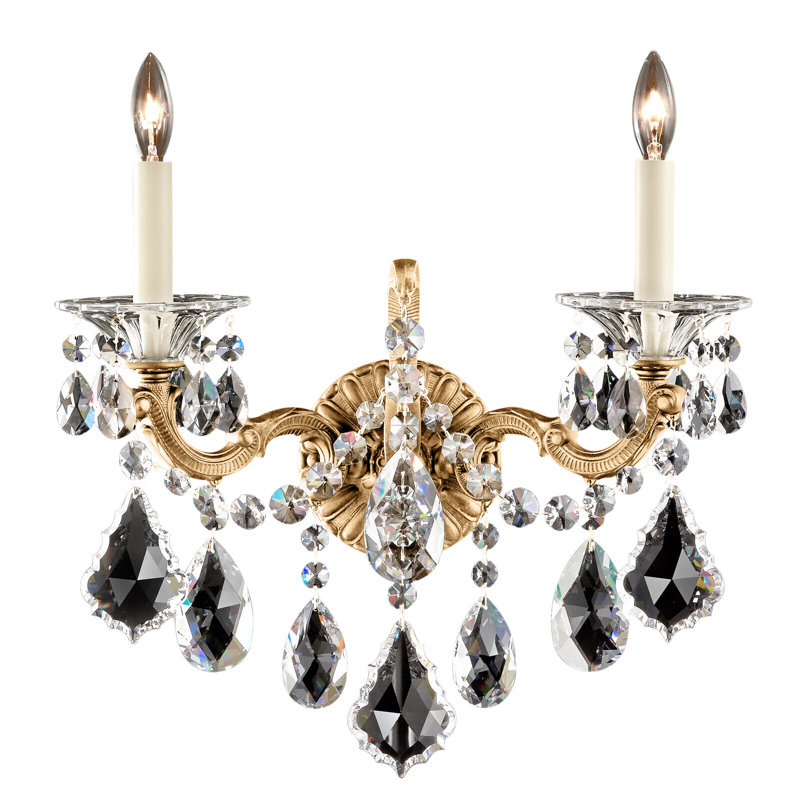 La Scala Candle Wall Light, Heirloom Gold, Handcut Clear