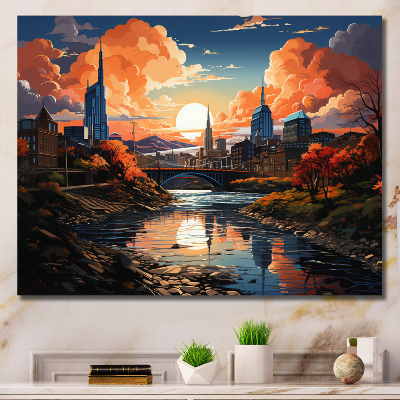 Manuja City Nashville Popart III - impression, Toile tendue, H 24 po x l 32 po x P 1 po