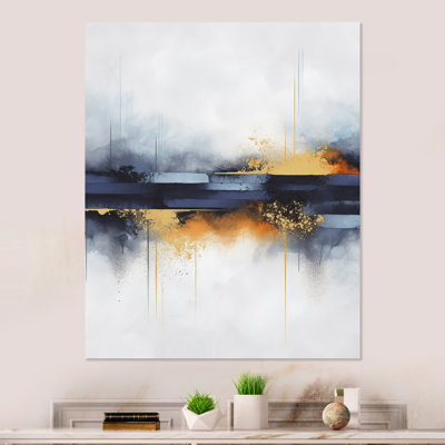 Abstract Blue And Yellow Marble Waterfall V - Abstract Metal Wall Art