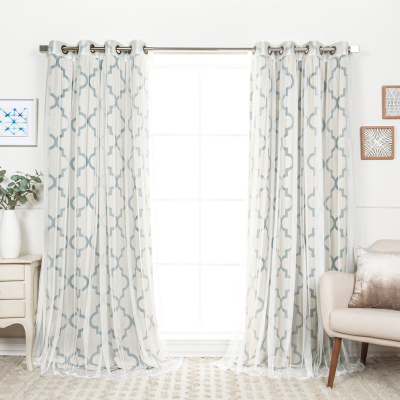 Rideau obscurcissant en polyester Toniana, Porcelaine, L 52 po x L 84 po