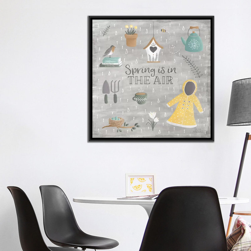 «Smitten with Spring I», impression sur toile tendue, H 18 po x l 18 po x P 1,5 po, Toile avec cadre noir, Pas de tapis