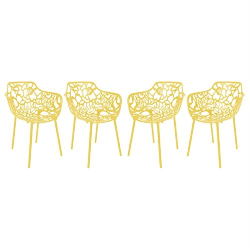 Fauteuil de patio Rabia, Ensemble de 4, Jaune