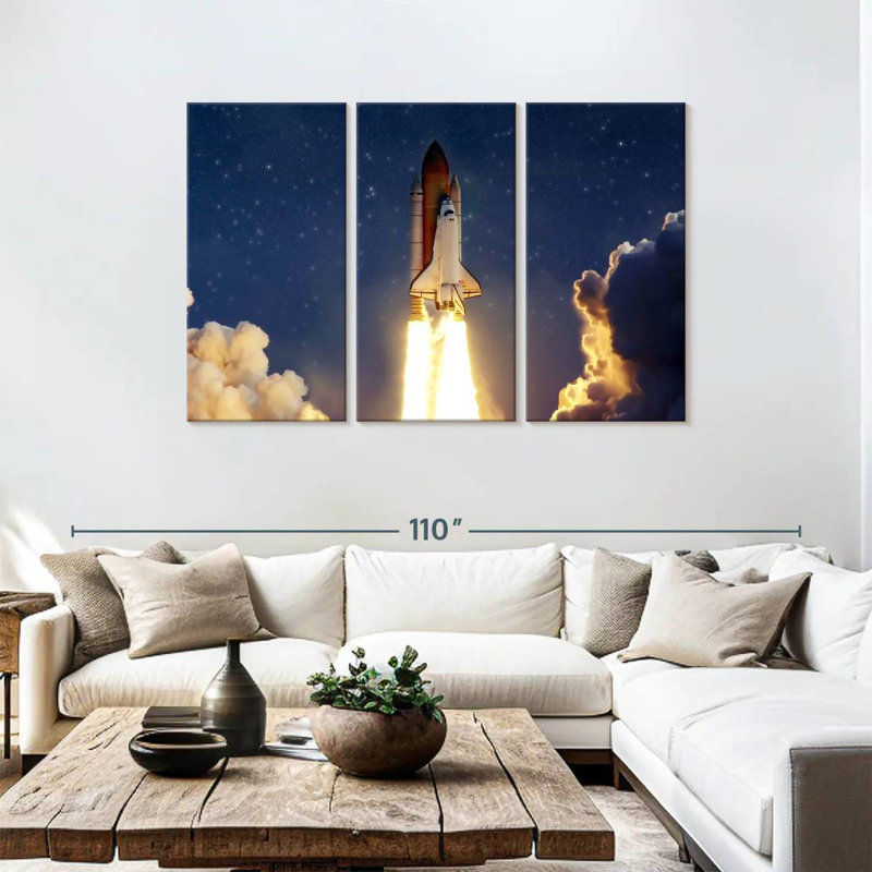 'Rocket Launching Through Clouds, 48" H x 74" W