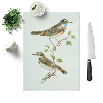 Tempered Glass Bluethroat Bird Chopping Board