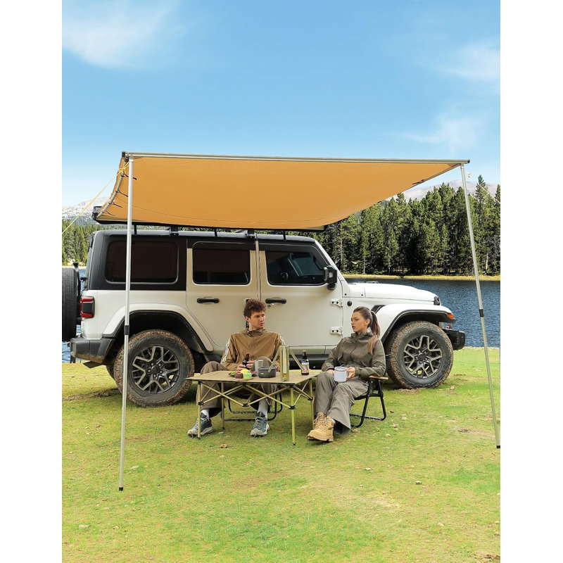 Vehicle Awning Roof Rack Pull-out Sun Shade Uv50+ Weatherproof 4x4 Side Sunshade For Camping, Car Awning With Adjustable Hardware, Quick Set-up, Suv/truck/van/jeep