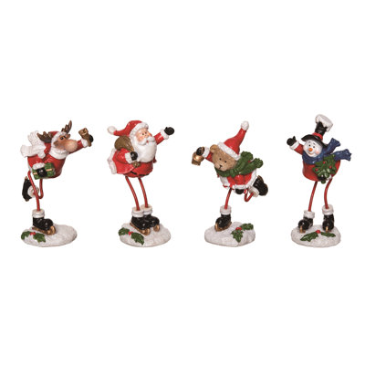  Ensemble de 4 décorations de Noël en résine pour patinage sur glace