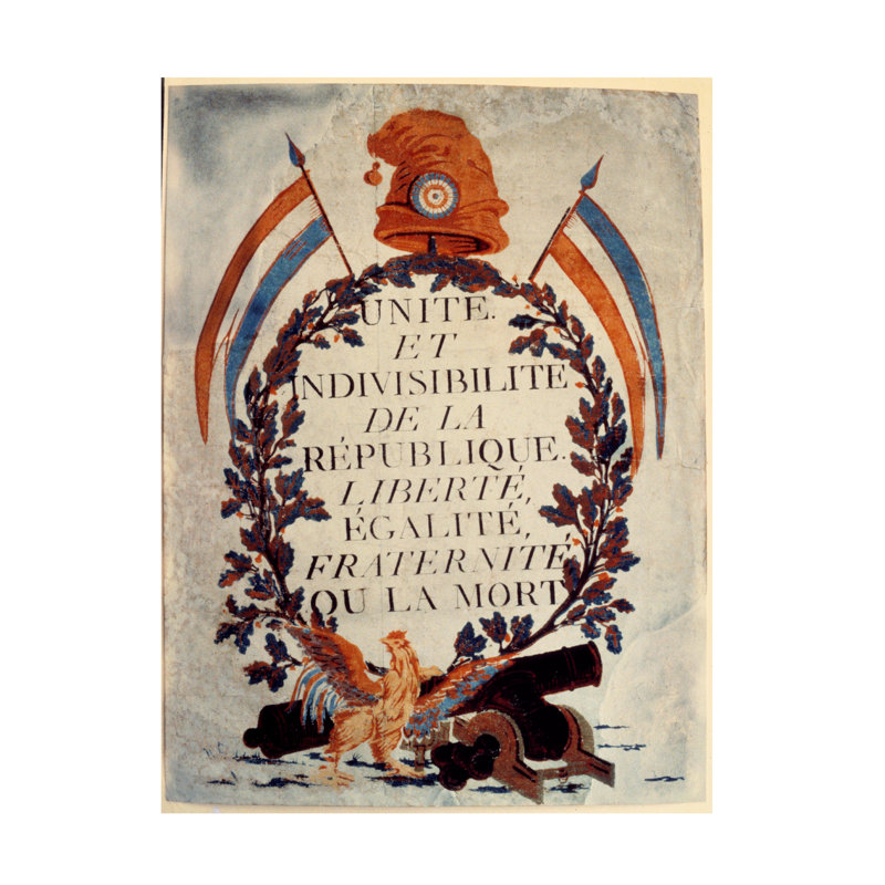 Anonyme, République française, affiche sur toile, liberté, égalité, fraternité, 1792, H 24 po x l 18 po