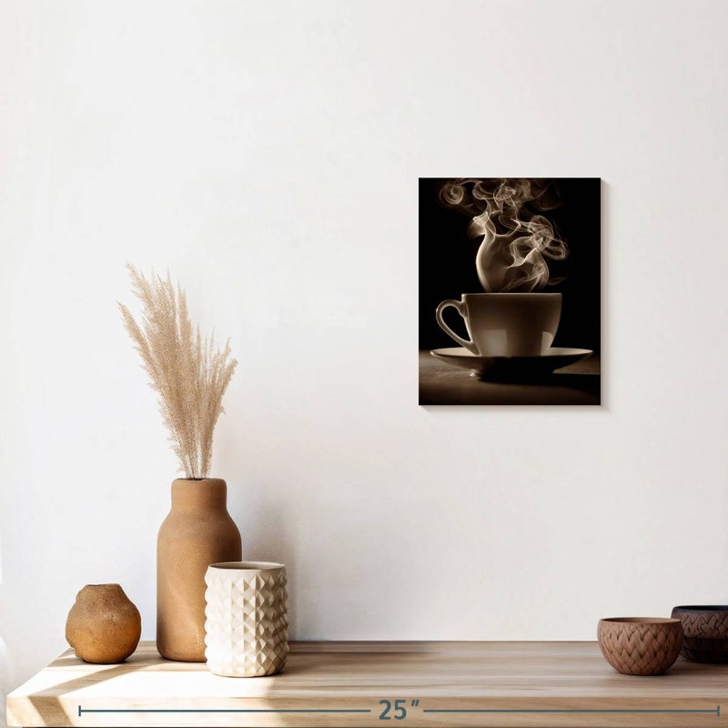 " Steaming Brewed Coffee Canvas Print ", 10" H x 8" W x 1" D