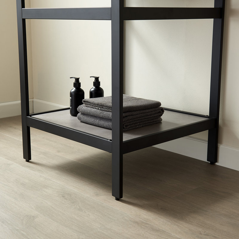 Ensemble de meuble-lavabo simple 24 po Funes, Dalle de pierre calcaire, Noir mat, Noir mat