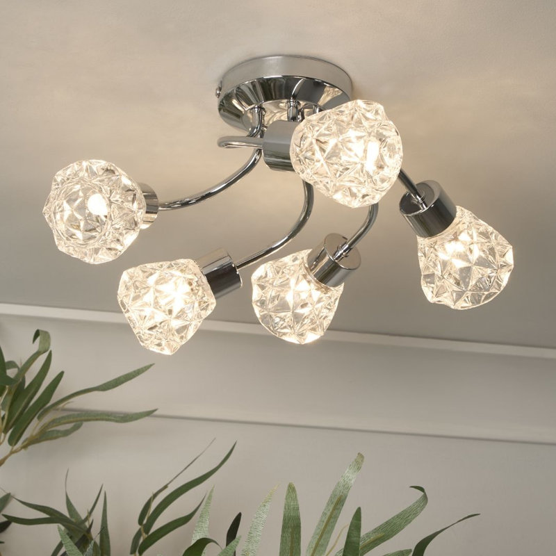 Glass Flush Mount, Polished Chrome