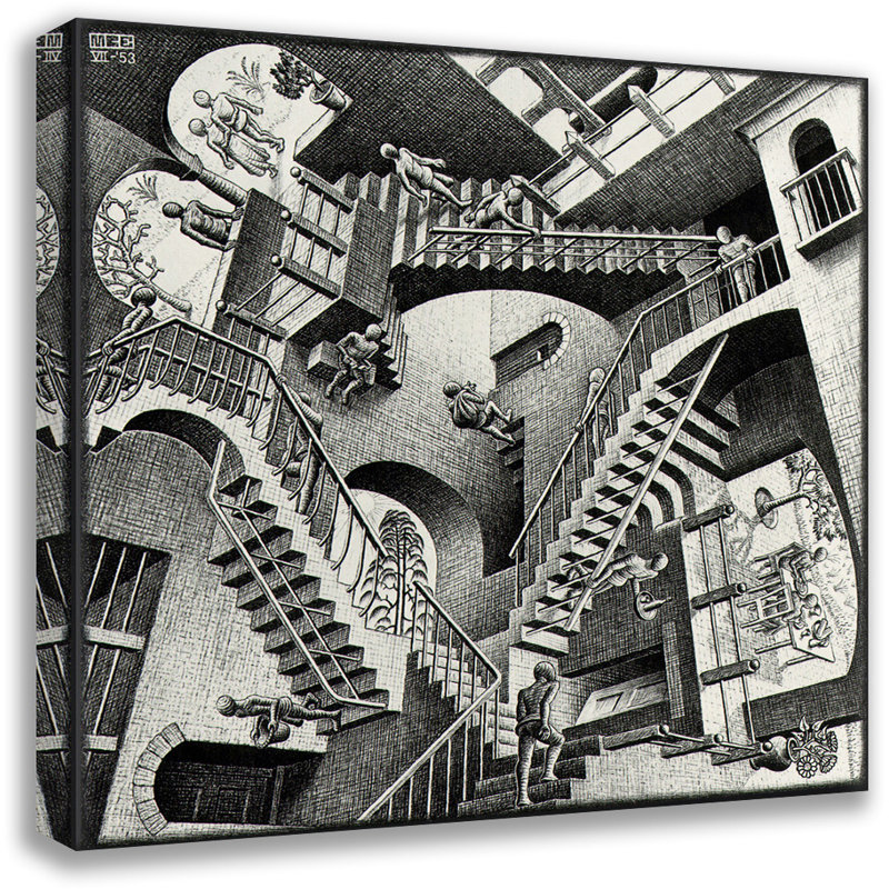 Toile tendue Relativité par M.C.Escher Gallery, H 17 po x l 24 po