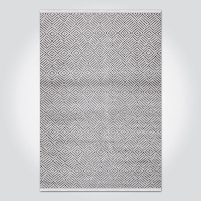 Tapis gris moderne lavable à la machine