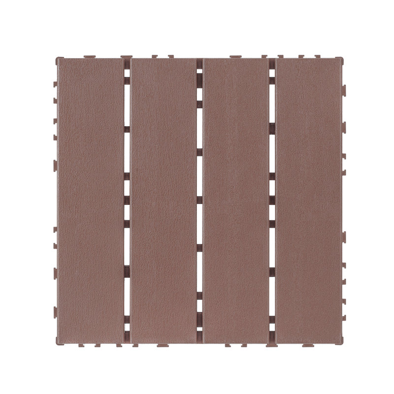 Carreaux de terrasse en plastique à emboîtement, 44 paquets de tuiles de terrasse, 12 pouces x 12 pouces imperméables pour une utilisation tout temps, tuiles de terrasse pour piscine, brun