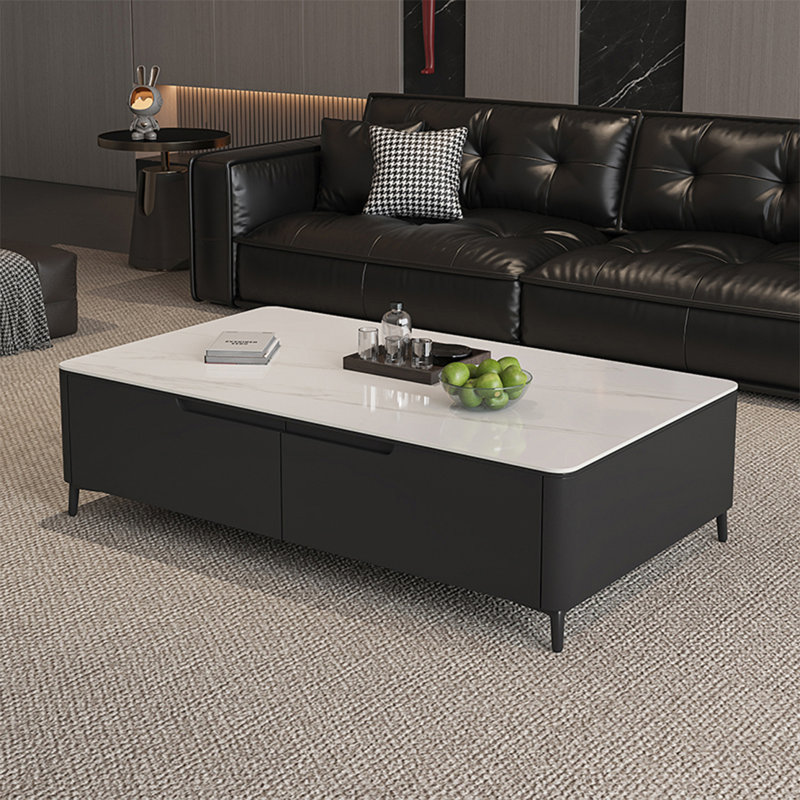 Table basse moderne moderne, H 16,5 po x L 55,1 po x l 27,6 po, Blanc
