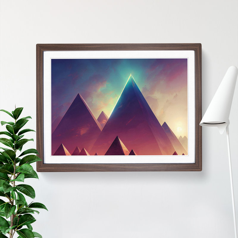 Futuristic Pyramids Vol.3 Abstract - Single Picture Frame Print, Walnut Framed, 34cm H x 46cm W x 2cm D
