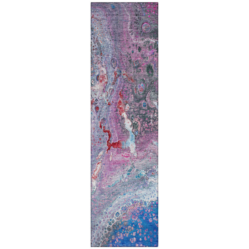 Fayme Washable Abstract Indoor / Outdoor Rug, Runner 2'3" x 7'6"