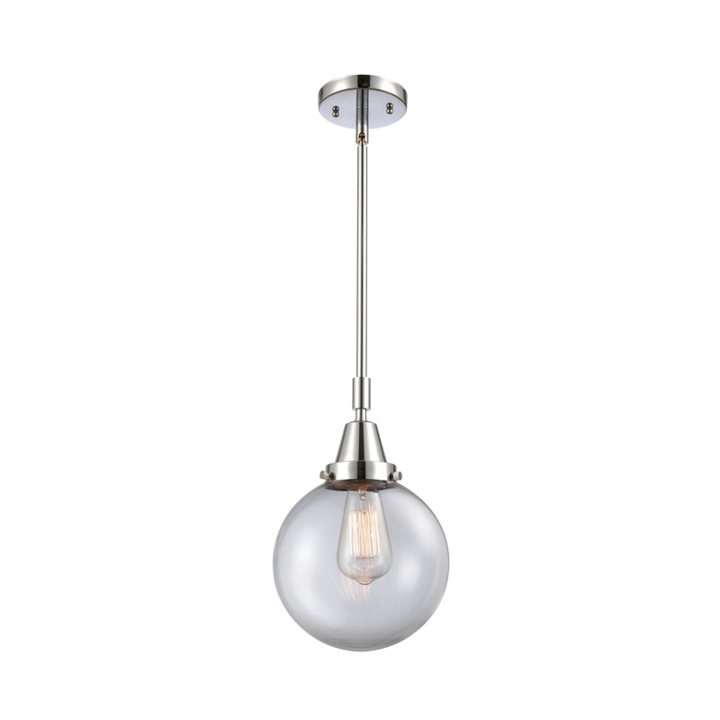 Luminaire suspendu sphère 1 lumière Lorri, H 45,62 po x l 8 po x P 8 po, Clair, Chrome poli