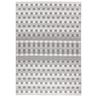 Simplicity Comfort Cotton Checkered Area Rug in Ivory/Gray