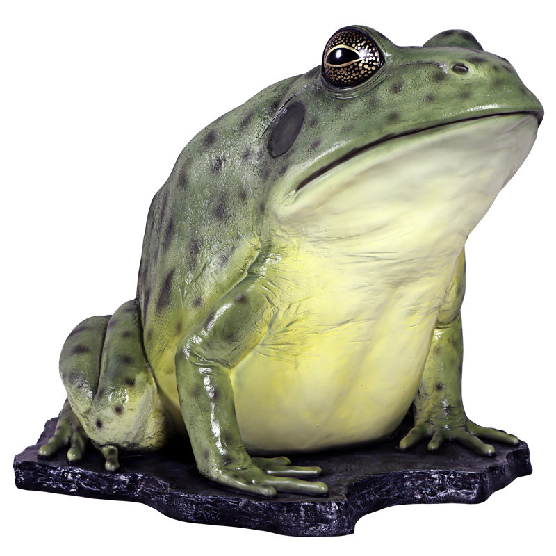 Grande statue de jardin grenouille barrée verte
