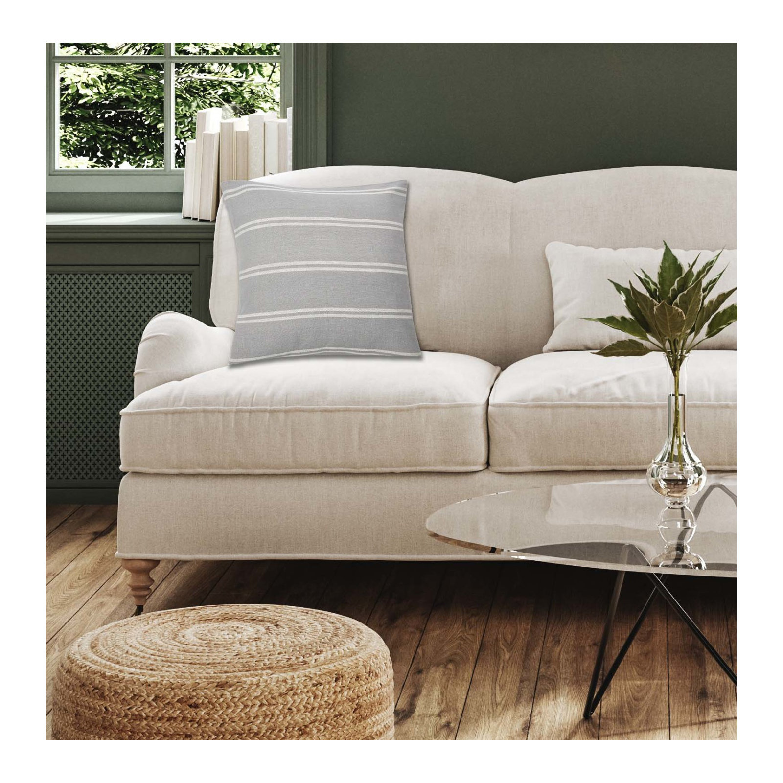 Hudie Striped Cotton Throw Pillow, Gray, Pillow Cover Only - No Insert