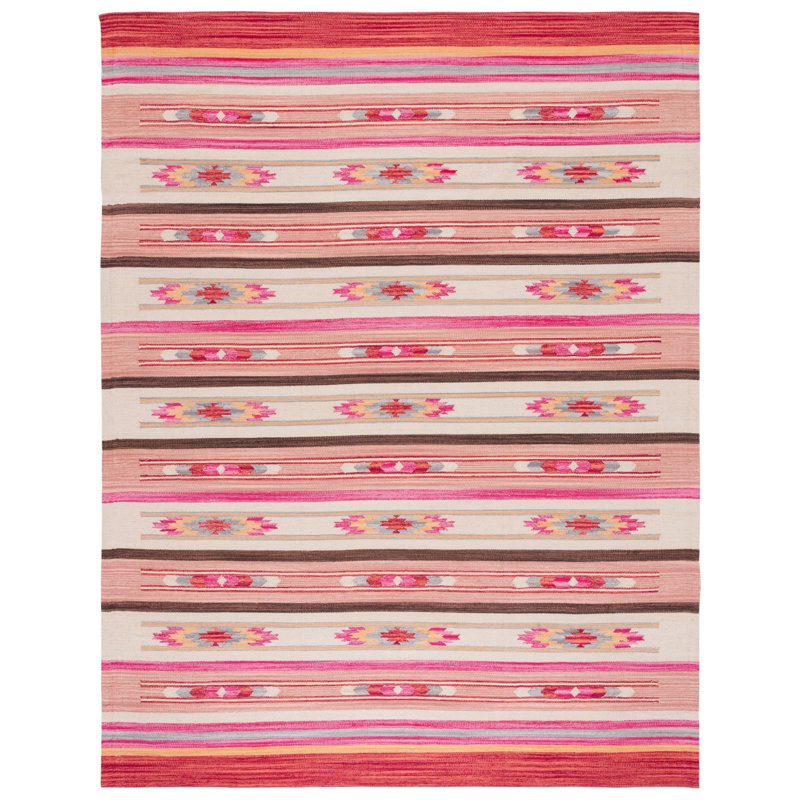 Conkling Flatweave Jute/Cotton Southwestern Rug in Red, Rectangle 5' x 8'