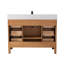 Meuble-lavabo autoportant Tennant Brand de style moderne du milieu du siècle, 48 pouces, couleur chêne brun chaud, lavabo simple, comptoir en quartz blanc, entièrement assemblé