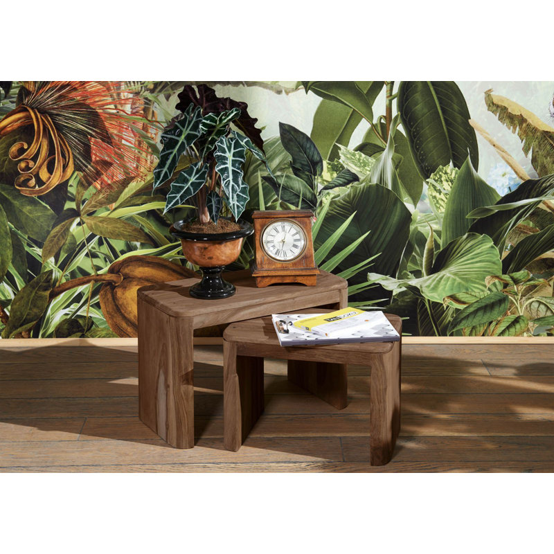 Toronto Solid Wood Sled Nesting Tables, Smoked Cherry 