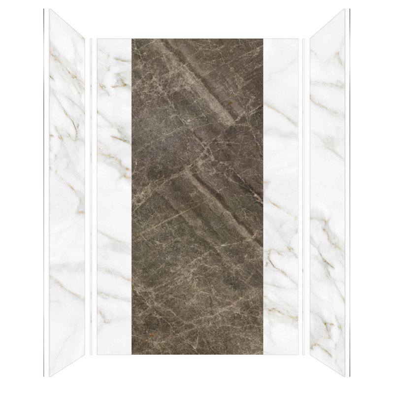 Summit Gold and Sahara Marble 60" x 36" x 96" Shower Wall Kit