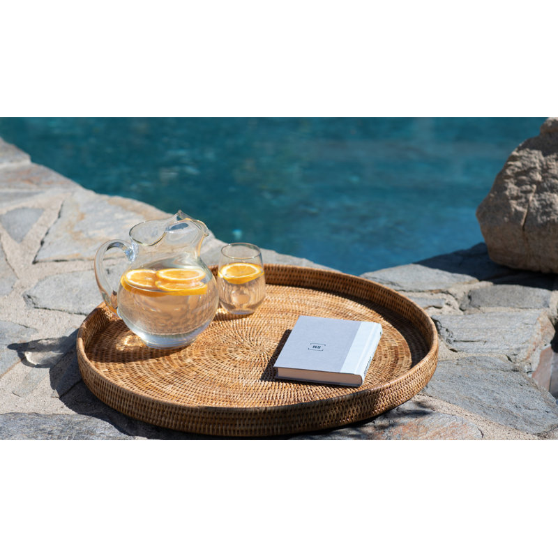Lillian Wicker Tray, 1" H x 16" W x 16" D, No Bundle, Honey Brown