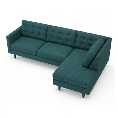 Talmadge 120" Velvet Sectional Sofa with Engineered Wood Frame, Made in USA