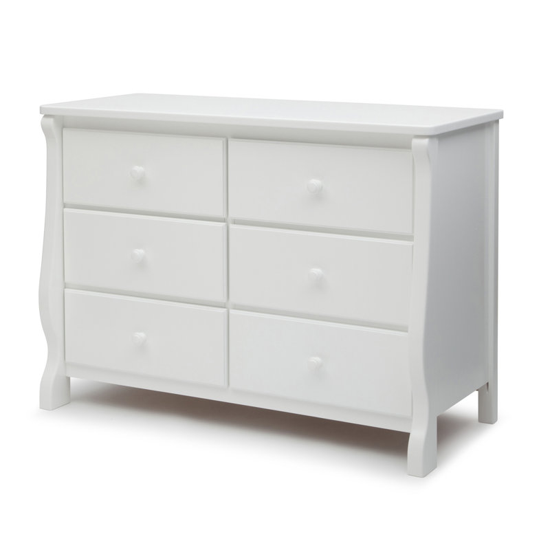 White Double Nursery Dresser with Interlocking Drawers