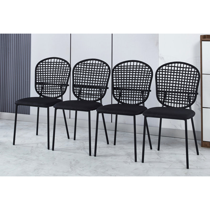 Ensemble de 4 chaises de salle à manger Keeyon, Noir, Noir
