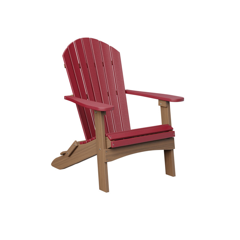 Berlin Gardens Comfo Back Folding Adirondack Chair, Scarlet Red/Antique Mahogany
