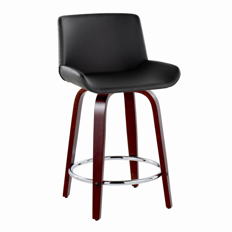 Rondell 24" Upholstered Fixed-Height Counter Stools, Black