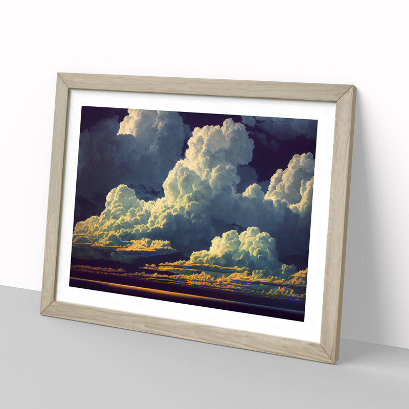 XH1022-7583X Royal Clouds - Single Picture Frame Painting, 46cm H x 64cm W x 2cm D, Oak 