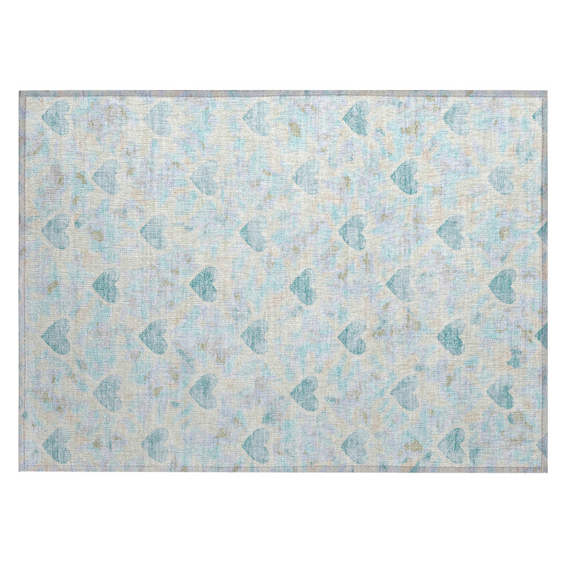 Machine Washable Indoor/Outdoor Chantille ACN2601 Kids Rug, 1'8" x 2'6", Teal