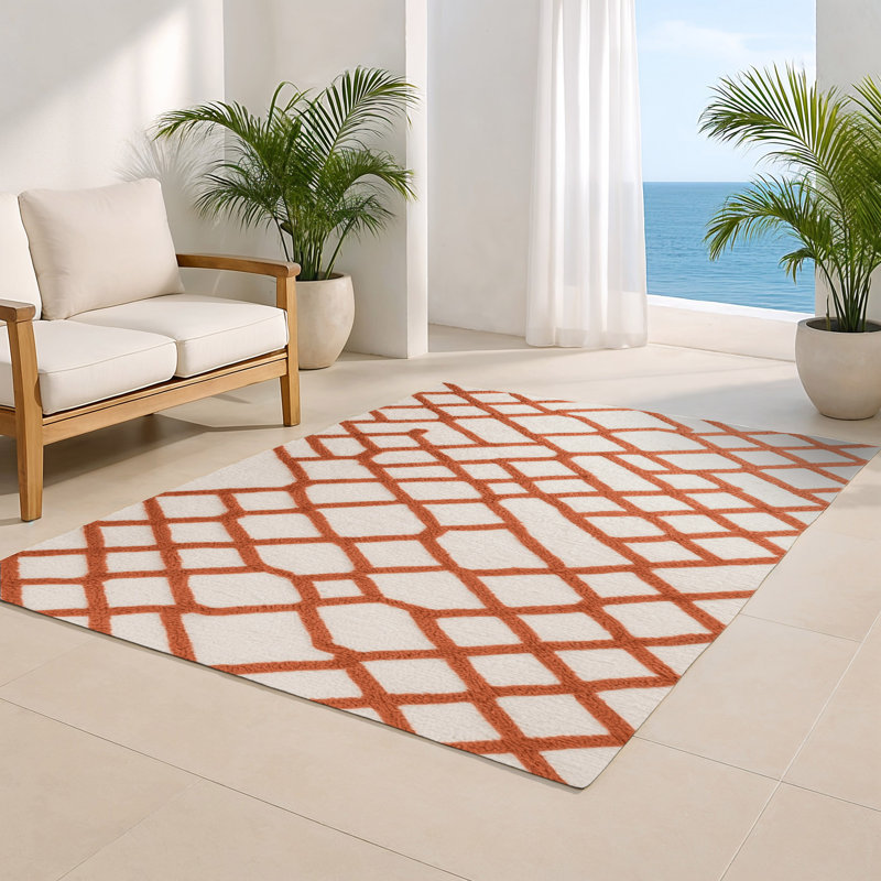 Tapis intérieur et extérieur beige Trellis, Rectangle 4pi x 6 pi
