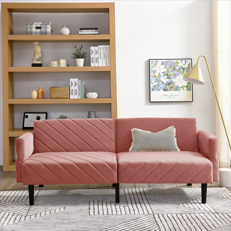 Gania Upholstered Sofa, Pink Velvet